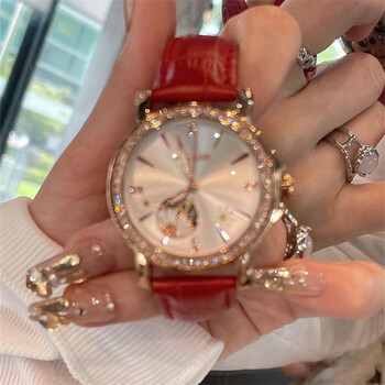 蒂思薇disvei山茶花红色手表女全自动纯机械表大牌女款高级女表新款