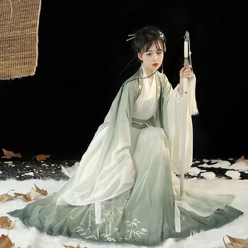 点像(dianxiang)白泽汉服女魏晋制齐腰交领一片式穿孔襦裙中国风日常