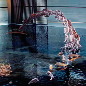 定制大型户外造景装饰不锈钢鱼群雕塑摆件水景抽象园林景观小品a款