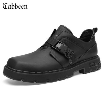 商场同款卡宾皮鞋男低帮牛皮工装鞋英伦风商务休闲鞋男3214202002漆黑