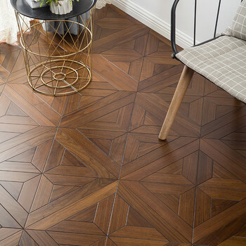 多层实木地板 黑胡桃实木多层复合艺术拼花方块木地板卧室家用环保耐