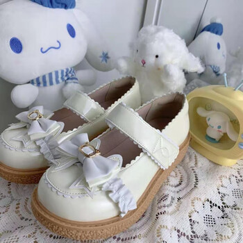布诚铭日系圆头皮鞋女可爱学生软妹制服jk大头娃娃鞋洛丽塔鞋子米白色
