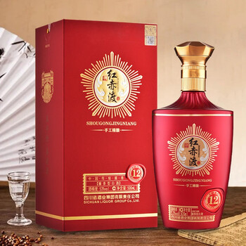 红赤渡 手工精酿12 53度酱香型白酒 礼盒装 500ml*1瓶【图片 价格