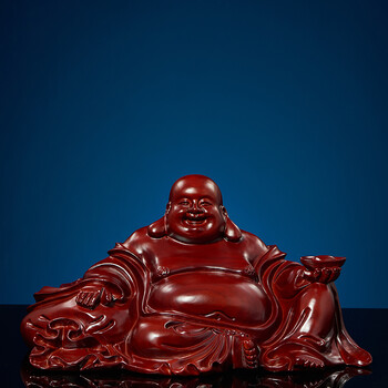红花梨木雕弥勒佛像摆件实木如意笑佛雕刻摆件家居客厅办公室供奉神像
