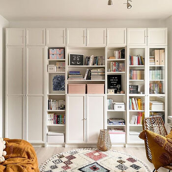 可比熊定制书柜满墙实木一体到顶整墙书架带玻璃门全屋现代轻奢风