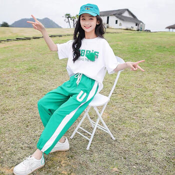 洛漫溪女童短袖套装夏季女孩休闲运动314岁中大儿童装女孩棉质两件套