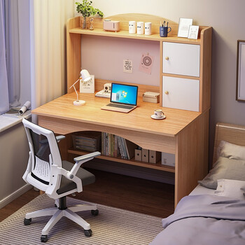 幻狐台式电脑桌简约书桌书架组合一体桌北欧家用卧室写字台学生学习