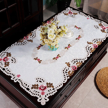 欧式红木家具茶几垫实木桌垫刺绣新中式装饰茶几桌布布长方形布艺615