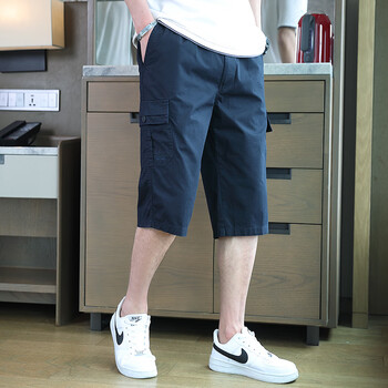汤米希凯利大裤头夏休闲工装短裤男士七分裤纯棉外穿宽松中裤六分7分