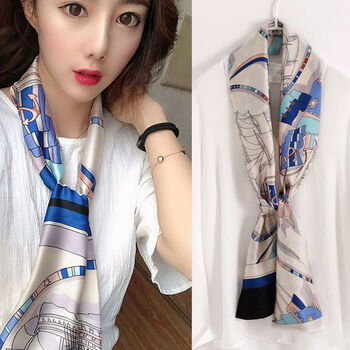 美充充 细窄长条小丝巾丝巾小长条女春秋韩版百搭小领巾细窄长款气质