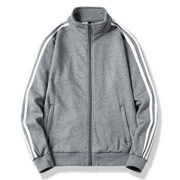 纯棉开衫卫衣男士运动服外套季加绒加厚宽松大码上衣深灰色春秋款l