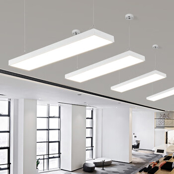 led长条灯超亮办公室会议室商场直角现代简约吸顶灯店铺长方形黑白色