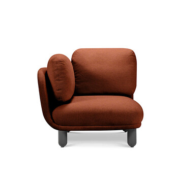 北欧云团现代简约布艺沙发组合大小户型客厅转角布沙发红棕格单人左