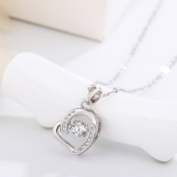睿爸创意灵动项链999银爱心项链女跳动的心灵动吊坠项饰品电白纳米防