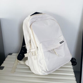 耐脏简约书包男大学生校园初中女生大容量背包女双肩包休闲旅行包白色