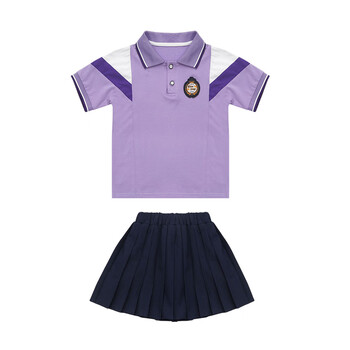 学生校服套装夏季短袖t恤幼儿园园服儿童运动会演出班服定制 紫色女童