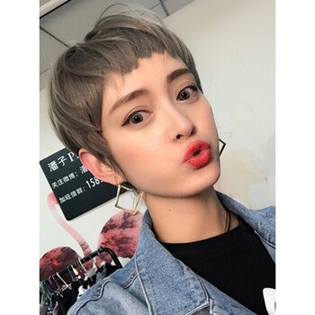 啃刘海假发眉上刘海整顶假发女短发狗啃酷二次元自然逼真蓬松短直发