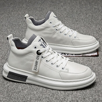 牛皮小白鞋男冬季2020新款加绒韩版潮流百搭白色休闲鞋子男士板鞋