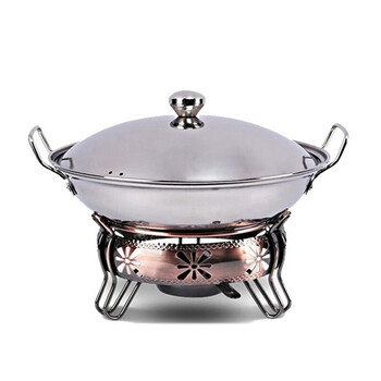 福官 不锈钢干锅固体酒精炉小火锅家用学生宿舍便携铁艺炉子套装 铜色