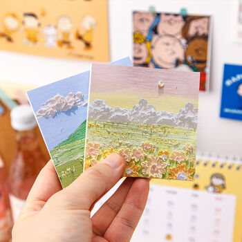 日美新 便利贴风景油画立体便签贴高颜值手帐贴纸小本子ins风盐系简约