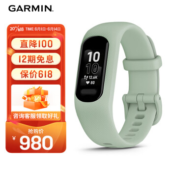 佳明（GARMIN）Smart5薄荷绿 心率脉搏血氧睡眠监测 补水追踪智能运动健康手环
