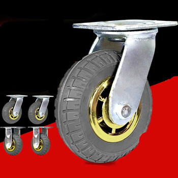 6寸万向轮轮子重型8寸手推车板车5寸橡胶轮带刹车静音脚轮4寸滑轮4寸