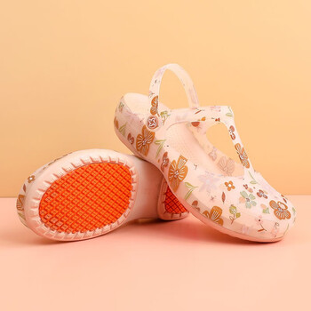 维布伦防滑沙滩鞋女柔软夏季透气厚底包头凉鞋女士旅游洞洞鞋女款果冻鞋  8109金色 37码