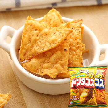 日本进口零食湖池屋香辣烧烤味三角玉米片办公室香脆膨化小吃58g烧烤