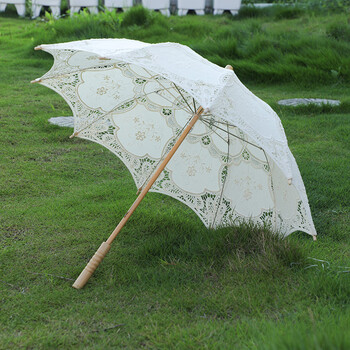 白色新娘伞镂空花边公主洋伞婚纱拍照摄影法式女孩舞蹈道具奶白大号伞