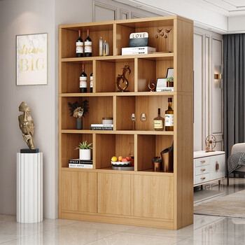 杍佳灏酒柜实木展示柜靠墙现代简约多功能储物客厅柜子 实木生态三门