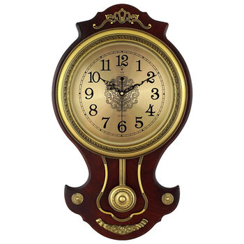 北极星挂钟客厅家用创意时尚新中式中国风挂表石英钟欧式摆钟钟表 2953木色金属盘面 33*65厘米