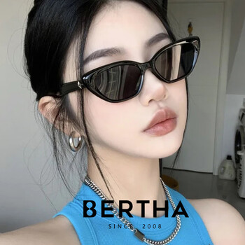 贝尔莎（bertha）猫眼墨镜女夏高级感防强光防晒太阳镜近视墨镜 黑框黑灰片