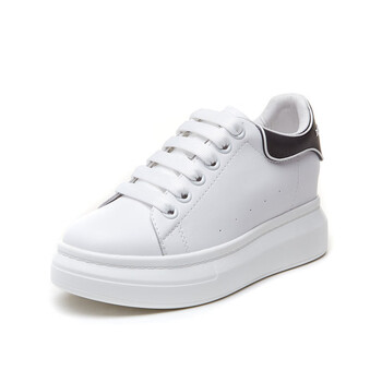 百丽踏麦昆内增高小白鞋女春秋季 2022新款8cm真皮运动板鞋厚底松糕