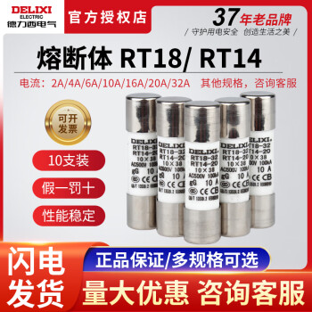 德力西10只装RT14-20(RT18)圆筒熔断器 熔芯 保险丝10*38 2A~32A 2A（10只装）