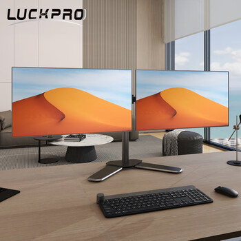 LUCKPRO 显示器支架双屏 双屏电脑支架 免打孔升降支架 显示器底座增高架屏幕支架 左右双屏 10-27英寸