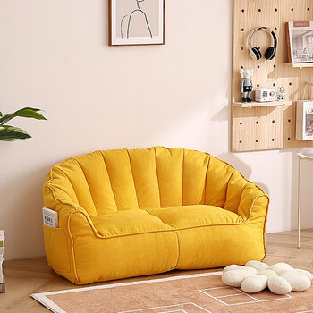 懒人沙发榻榻米双人简约女小户型出租屋房间阳台躺卧室地上小沙发黄色