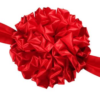 益美得  jxa0052 亮缎大红花球剪彩开业乔迁绸布结婚红绣球 45cm4米