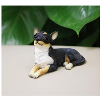 仿真狗模型车载摆件树脂工艺品收藏礼品顶真 迷你吉娃娃(趴坐-黑色)