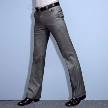 男子大脚裤秋冬季男士微喇叭牛仔裤秋季男士喇叭裤黑色抗皱微喇叭西裤