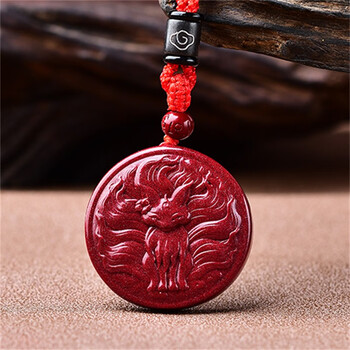 悟坤紫金砂九尾狐吊坠朱砂小狐狸挂件随身男女礼物情侣平安项链饰品