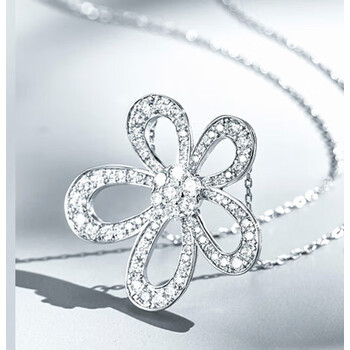 海鲜壹号太阳花项链轻奢小众hw银设计感五瓣大花朵毛衣链满钻锁骨链