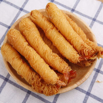 千丝万缕面线虾金丝炸脆裹粉黄金面包虾250g袋装速冻海鲜 两袋20只虾