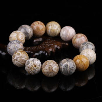 钻文化珊瑚手串天然印尼玉绿料 圆珠玉化老型珠手链女 福礼物 10mm单