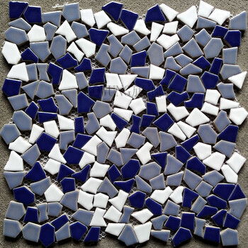 陶瓷马赛克异形碎石片不规则七彩色电镀幻彩拼图背景墙瓷砖大碎片深蓝