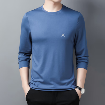 劲霸男装t恤夏季薄款绅士休闲百搭中年打底衫上衣 蓝色-2802 190/104a