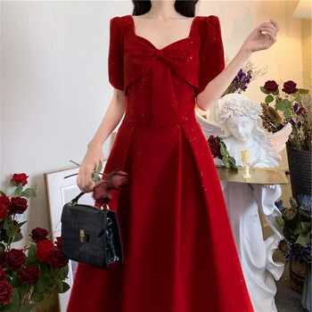 溥畔订婚衣服女平时可穿结婚敬酒服新娘礼服回门宴会显瘦气质连衣裙