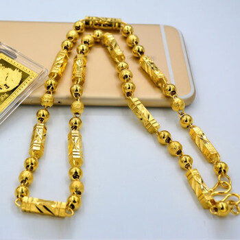 老凤祥越南沙金项链男不易掉色色沙金首饰越南男士项链 竹节66克 7