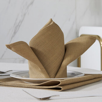 餐巾布饭店餐厅酒店用品棉麻口布专用小方巾宴会折花西餐厅口杯餐布餐