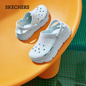 斯凯奇（Skechers）泡泡鞋洞洞鞋拖鞋女夏季易穿透气增高疏水踩屎感包头凉鞋 薄荷色/MNT 37 尺码偏大，建议选小一码