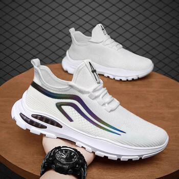 七匹狼septwolves夏季男鞋透气休闲网鞋男士跑步网面防臭布鞋2206白色